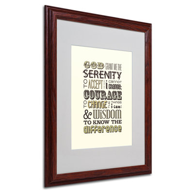 « serenity prayer i », art textuel sur toile encadrée