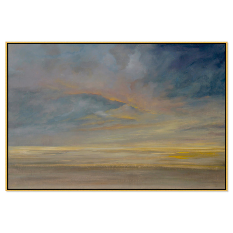 Saffi Dawning Unrest - Peinture sur toile à cadre flottant, H 46,5 po x l 46,5 po, Gold