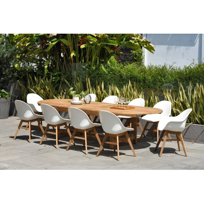 Anautica 10 - Person Wood Patio Dining Set with Oval Table