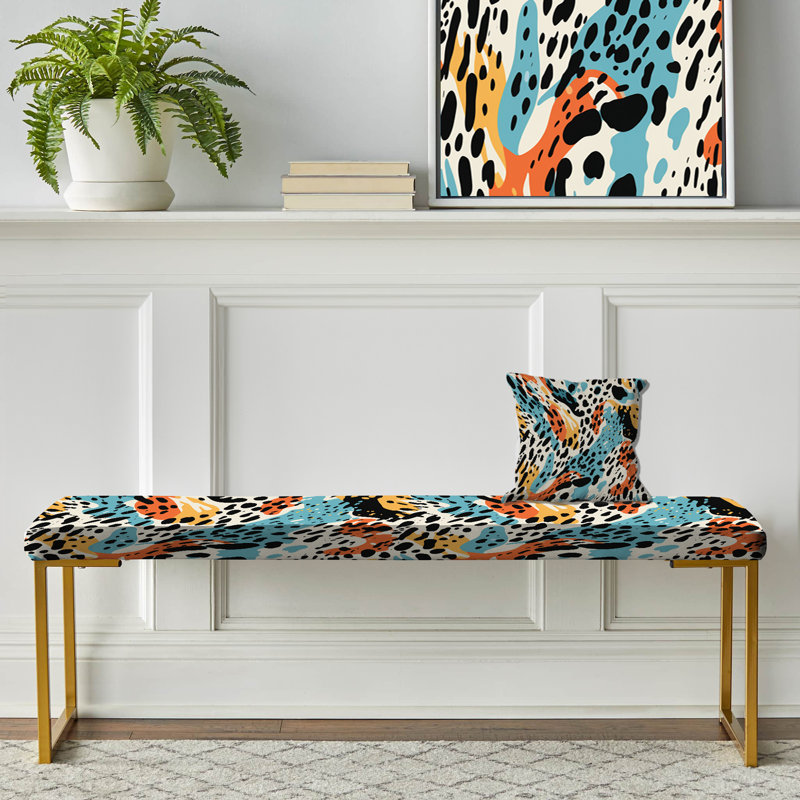 Banc rembourré à motif abstrait multicolore Wild Cheetah