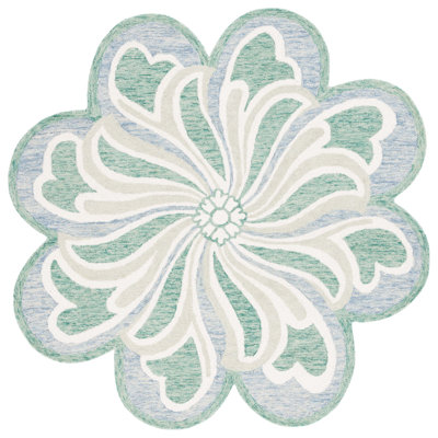 Tapis vert / gris en laine / coton touffeté à la main Novelty Albrian