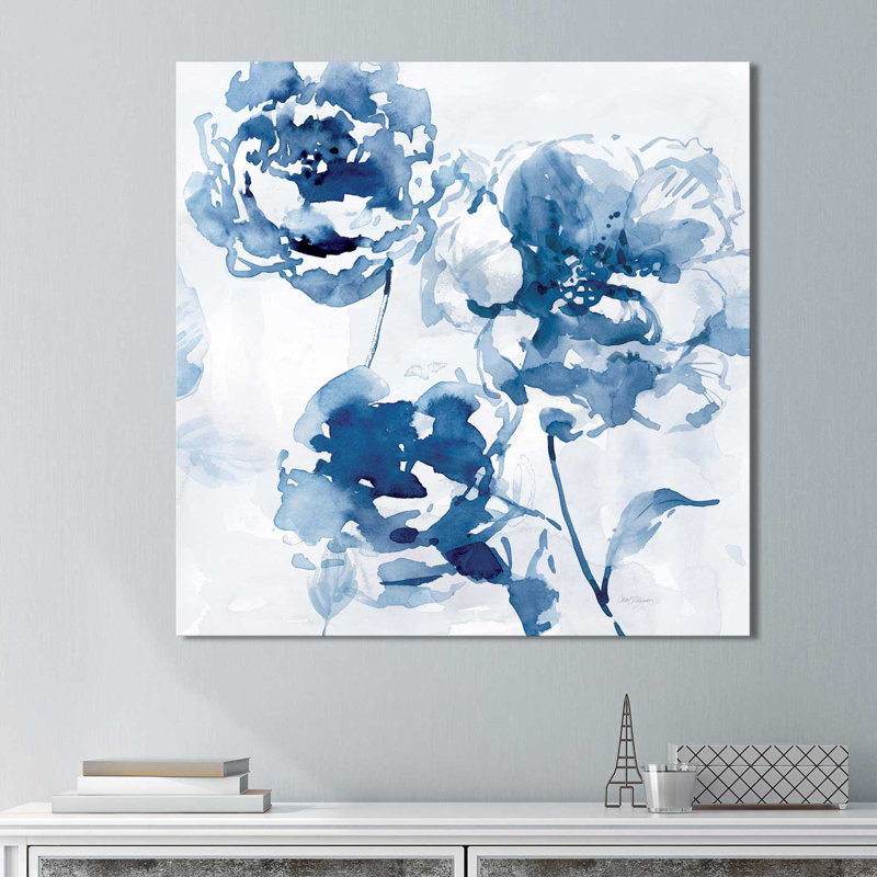 Indigo Garden, reproduction d'art sur toile tendue, H 18" x l 18" x P 1"