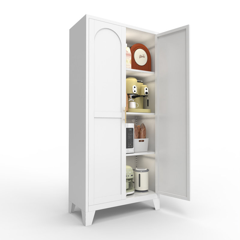 Metal Storage Cabinet with Adjustable Shelves, White, 70.87" H x 31.5" W x 15.75" D