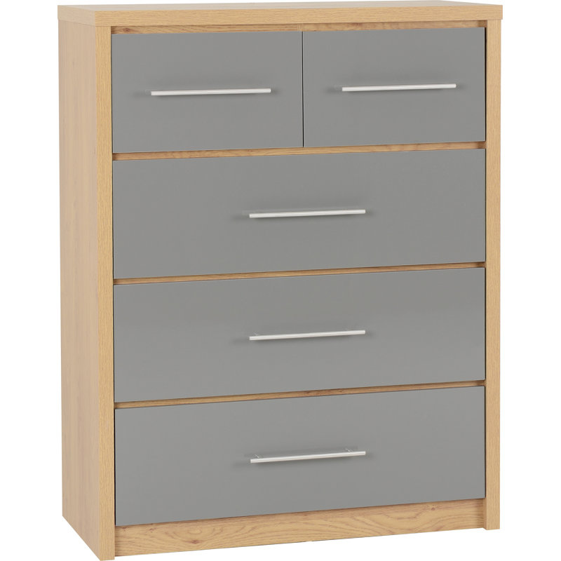 Louisa 5 Drawer Narrow Chest, Grey