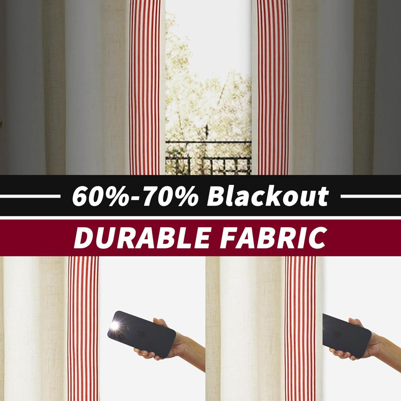 Velmer Blackout Curtain Pair, 52" W x 63" L, Red/Beige