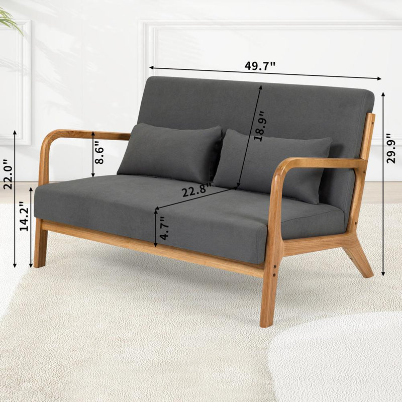Modern Accent Sofa, Dark Gray