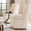 Fauteuil d'appoint rembourré avec accoudoirs à dossier plein et chaise demi-tonneau avec base en bois massif-864772966
