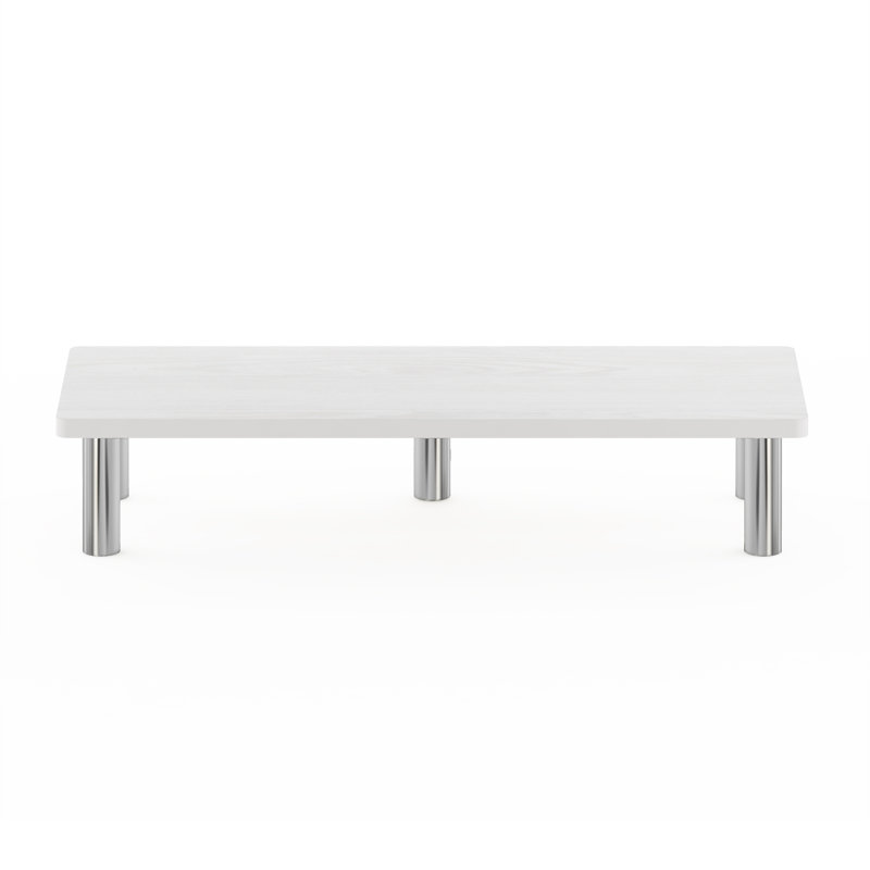 Thirza Wood Monitor Stand, White Oak/Stainless Steel