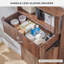 Armoire de rangement autoportante pour salle de bain, armoire de plancher en bois avec 1 tiroir et 2 portes, brun-1149365767
