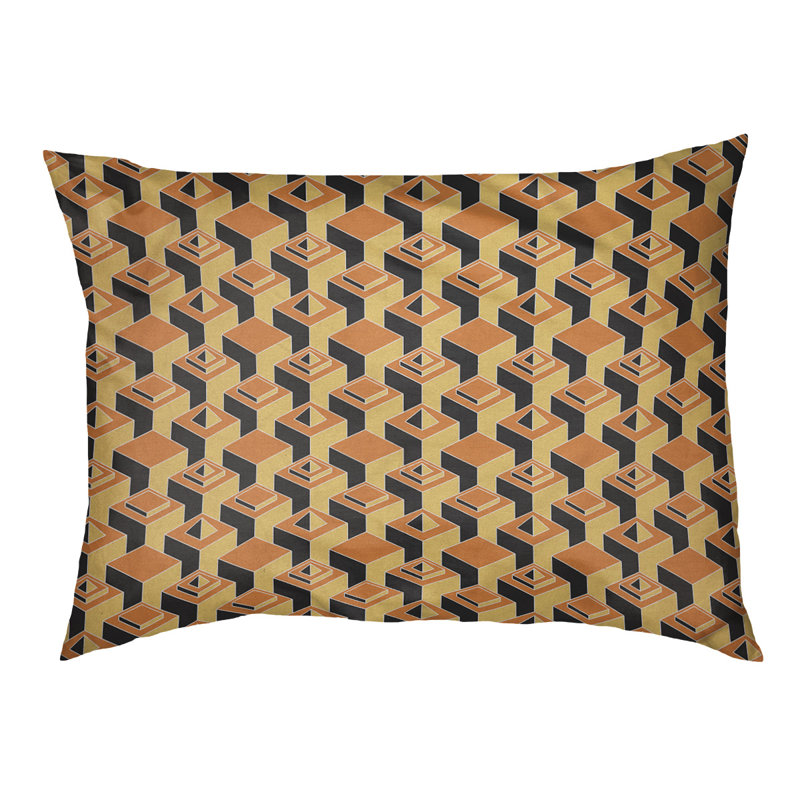Coussin pour chien intérieur à motif skyscrapers Chen, Petit (l 28 po x P 6 po x H 18 po), Orange / Jaune