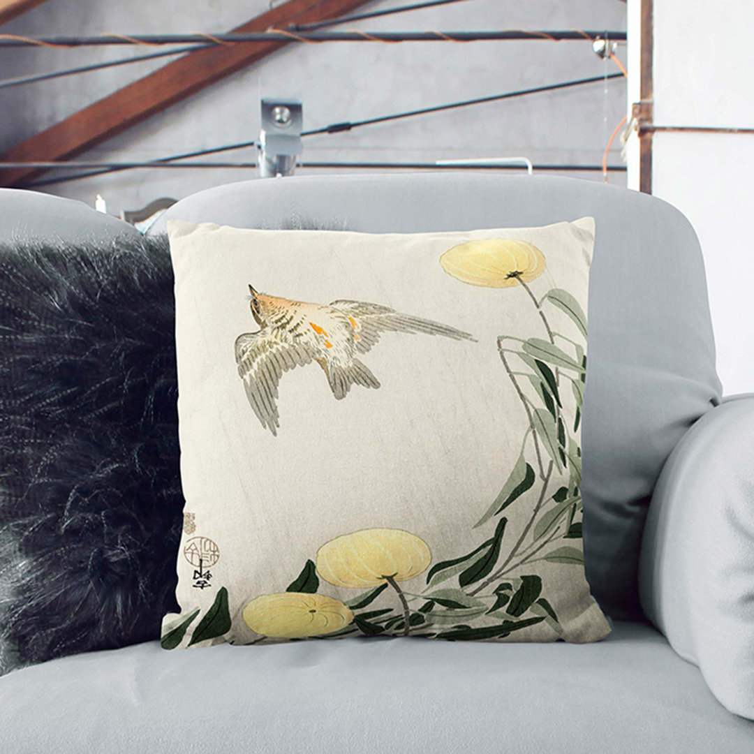 Cuckoo Bird in Flight by Ohara Koson Cushion with Filling