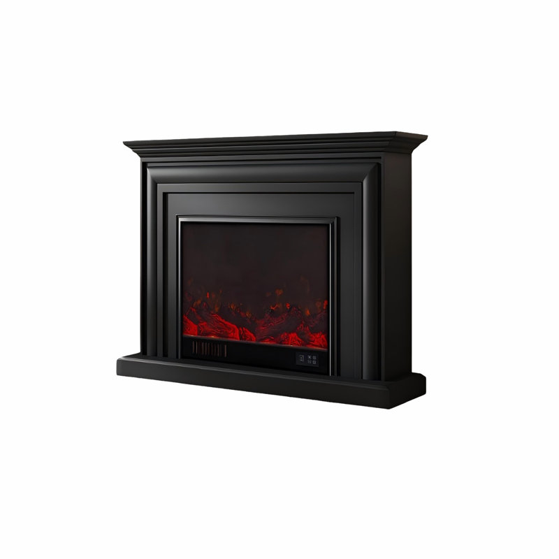 Black Rubber Wood Landscape Electric Fireplace, 40.16"H x 47.24"W x 12.99"D