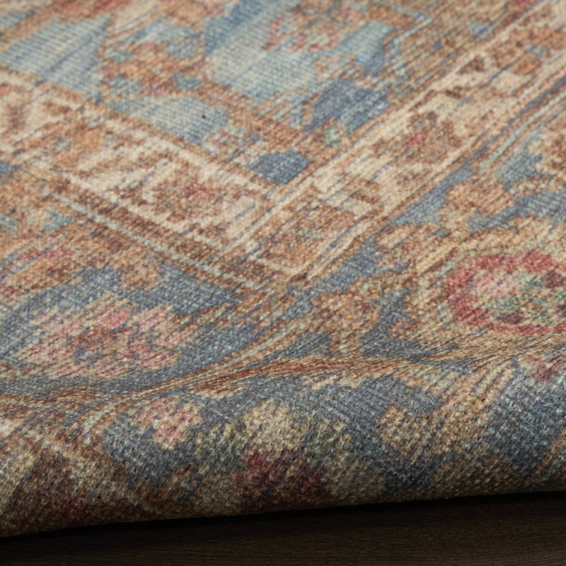 Tapis vintage lavable à la machine Heriberto, Rectangle 5 pi 3 po x 7 pi 3 po