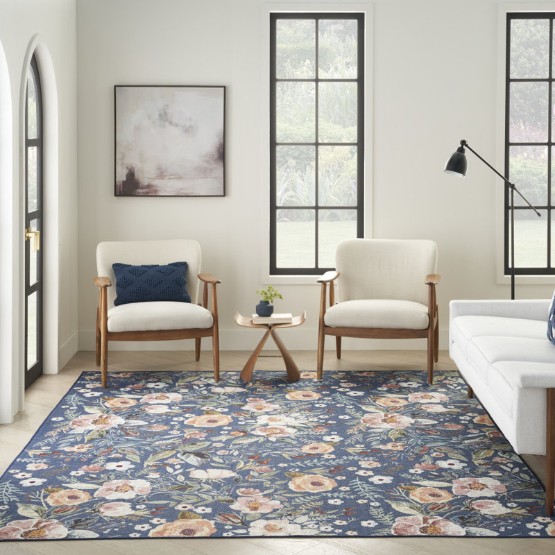 Cierra Machine Washable Cotton Area Rug with Non-Slip Backing, Rectangle 9'2" x 12'