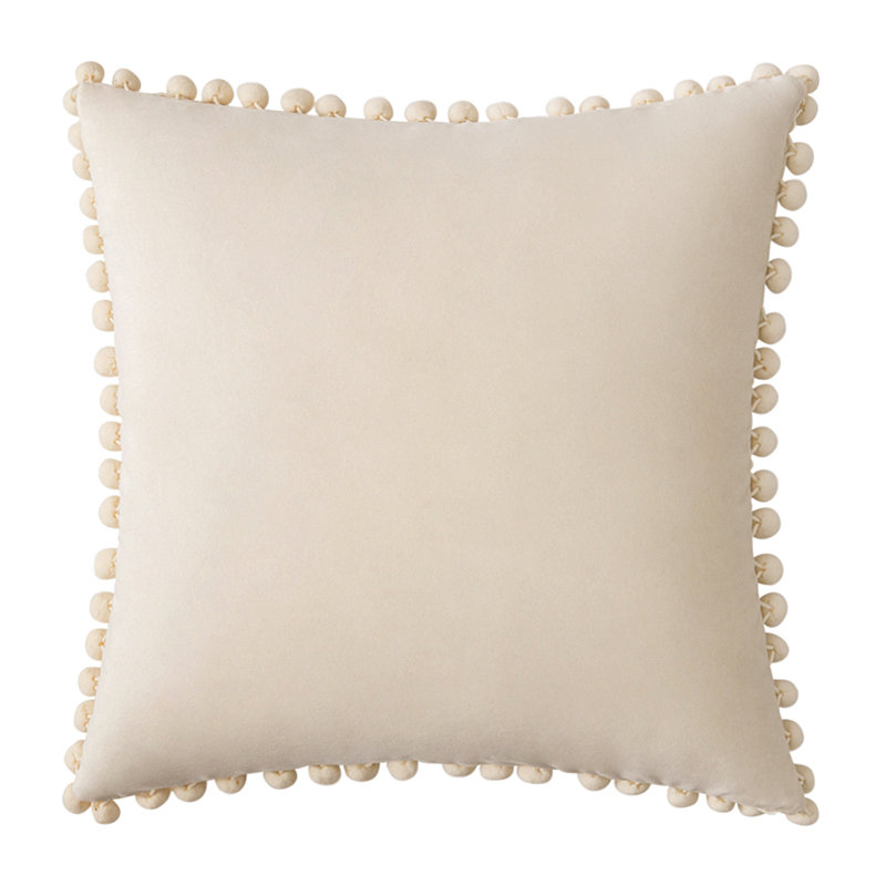 Housse de coussin en velours, Crème, 18 po x 18 po, Housse de coussin seulement - sans coussin