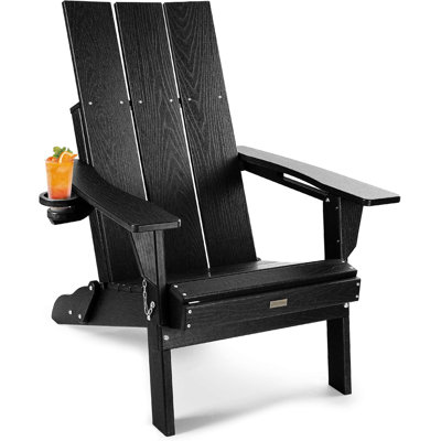Adirondack Chair, Oversized HDPE Folding Adirondack Chair With Cup Holder by Watchmen