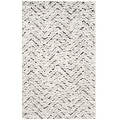 Bethlyn Chevron Ivory/Charcoal Area Rug