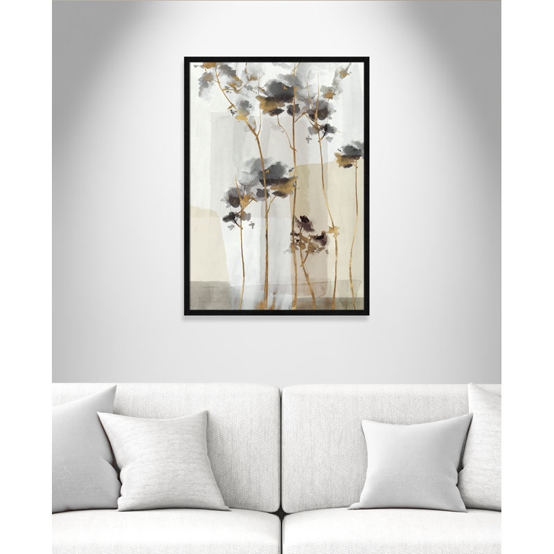 Impression Golden Zen II par Eva Watts, L 25,5 po x H 35,5 po, Impression encadrée, Grain de bois noir