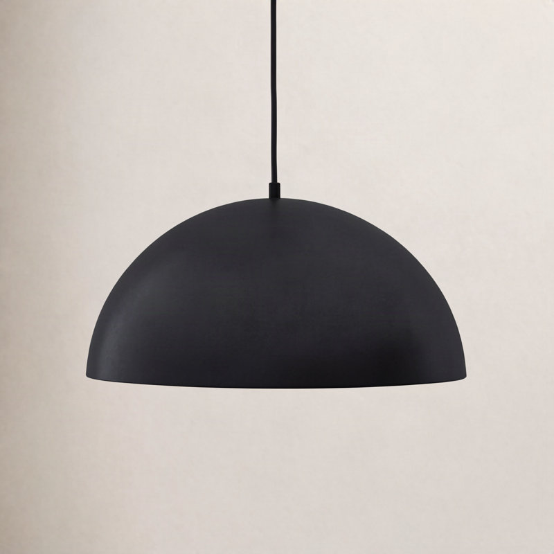 Luminaire suspendu en forme de dôme à 1 lumière DEL Arles, H 72 po x l 9,57 po x P 9,57 po, Noir / doré