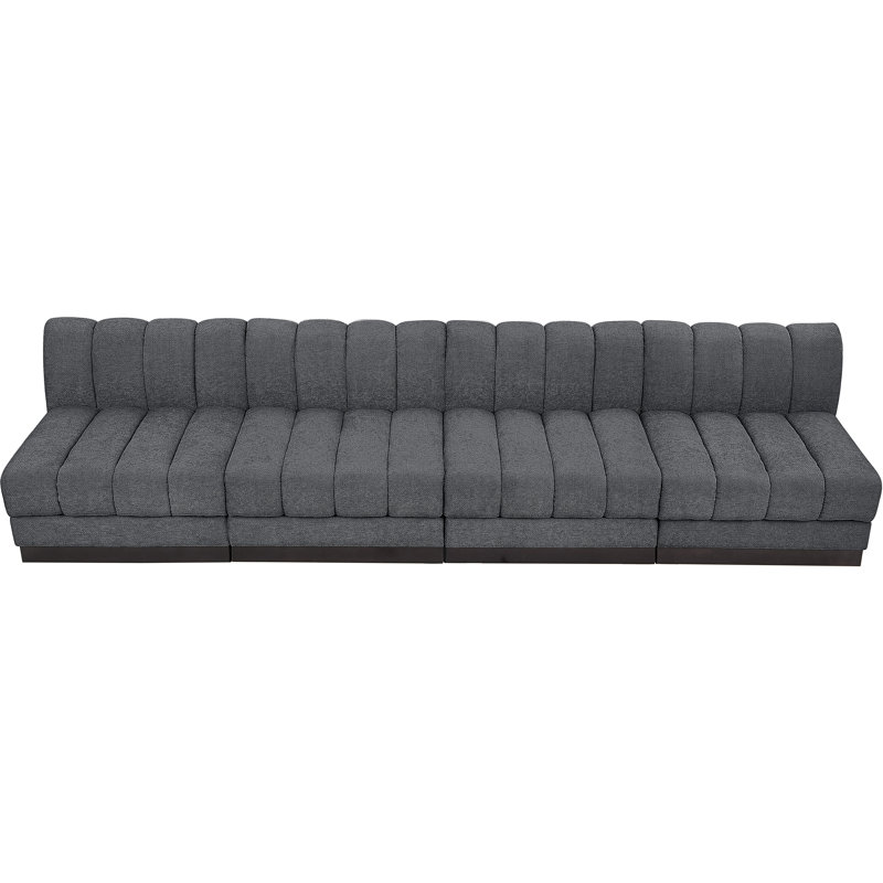 Quinn 128" Upholstered Sofa, Grey Chenille Fabric