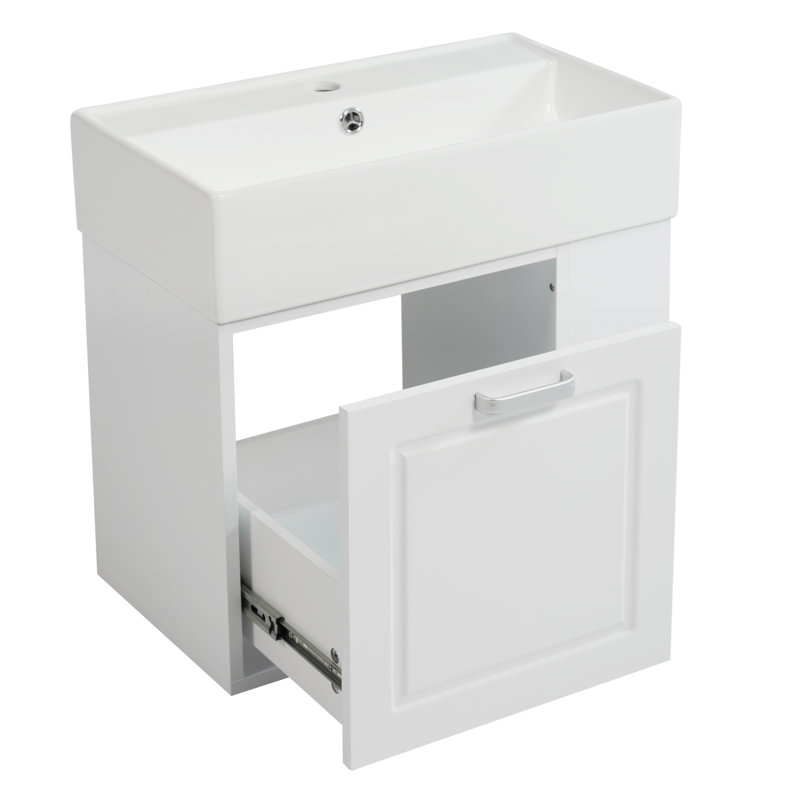 Meuble-lavabo de salle de bain avec lavabo, Blanc