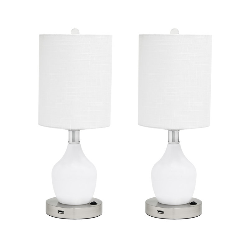 Ensemble de lampes de table blanches 16 po USB