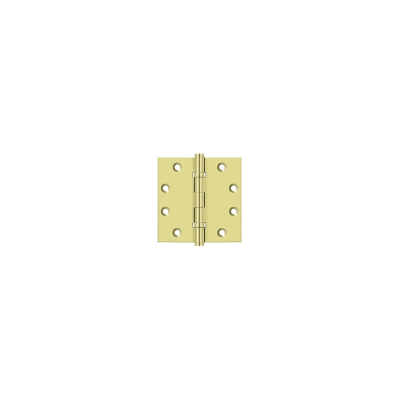 Deltana DSB45B4 4-1/2" x 4-1/2" Square Hinges, Ball Bearings in Brushed Brass Pair, Polished Brass