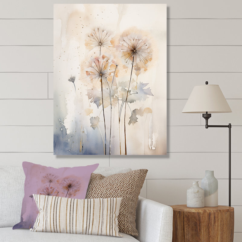 Dandelion Charm in Winter IV - Pissenlit grand, art mural, H 20 po x l 12 po x P 1 po, Toile tendue