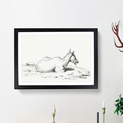 Lying Goat by Jean Bernard - Picture Frame Drawing Print