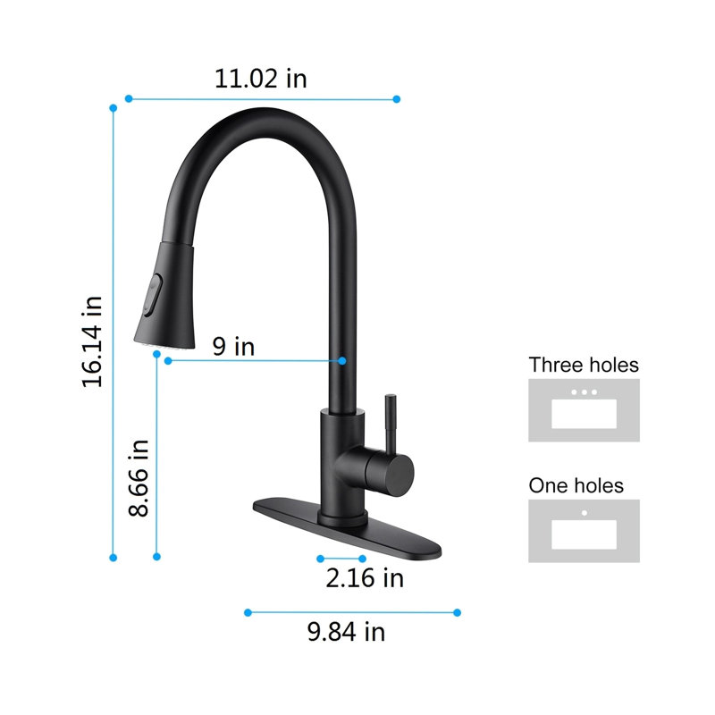 Matte Black Kitchen Faucet With Pull-Out Spray: Stainless Steel, 360 Rotating Spout, Corrosion Feature, Single Handle For Water Temperature & Flow Rotatable Head, Coating, All Kinds Of Control Needs