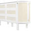 Lit double en blanc avec rangement caché et design tissé contemporain - Espace pour espaces polyvalents Matelas pliable Assemblage facile Façade de tiroir chic Détails Armoires latérales Espace supplémentaire pour les rayures