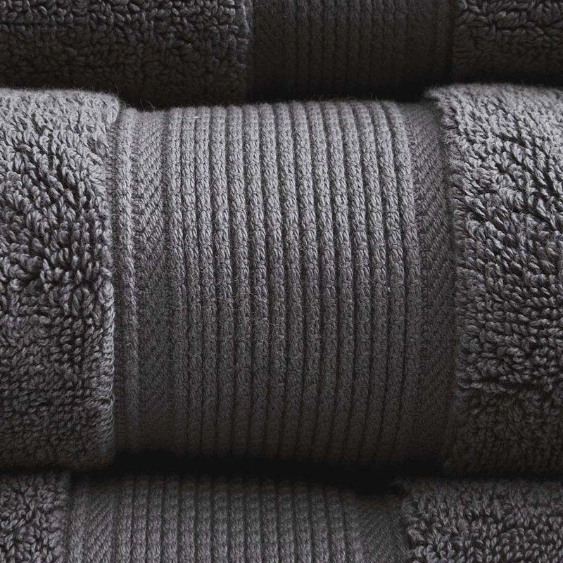 Gracie Mills Eulalia 800 GSM Cotton 8-Piece Antimicrobial Towel Set, Dark Gray