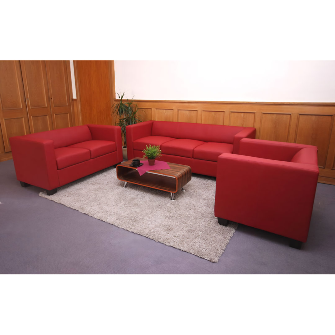 3-2-1 Sofagarnitur Couchgarnitur Loungesofa Lille, Leder