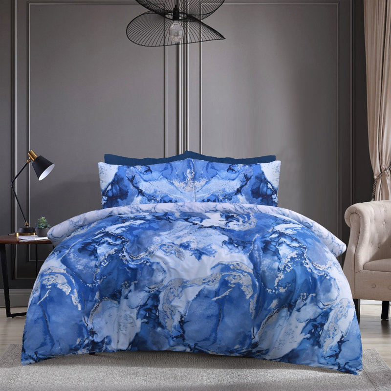 Kinley Polyester Abstract Duvet Cover Set with Pillowcases Included, Single - 1 Standard Pillowcase, Charcoal