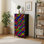 Petite commode à 4 tiroirs pour chambre à coucher multicolore vibrante à rayures zébrées et petite commode pour vêtements