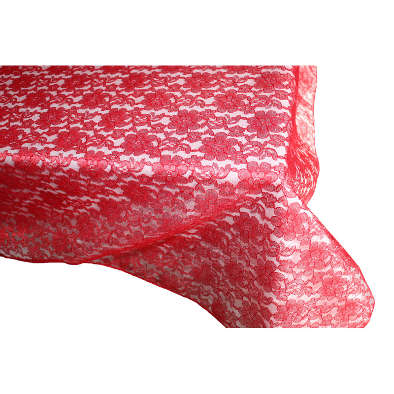 Superposition de dentelle florale, 120 po x 58 po, Rouge