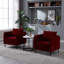 Fauteuil d'appoint moderne pour coin lecture - Revêtement en velours rouge bordeaux, 1 place, coussins moelleux, structure métallique robuste, facile à nettoyer, coussin en mousse haute densité de style milieu du siècle, forme en L