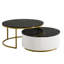 Élégante table basse gigogne noire et dorée avec tiroir - Base cannelée ronde avec rangement-788820871