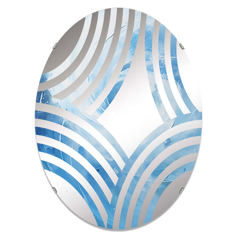 Miroir décoratif bleu à spirale ondulée III - Baptist Fan MIR106185 O, L 24 po x H 36 po