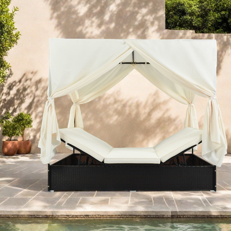 Patio Chaise Lounges Steel Rattan Adjustable Modern Daybed Poolside