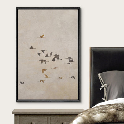 Illustration de Crane Heron, oiseaux volants abstraits minimalistes, grue élégante sur fond neutre, images murales de campagne tranquille, impression numérique sur toile, impression numérique sur toile