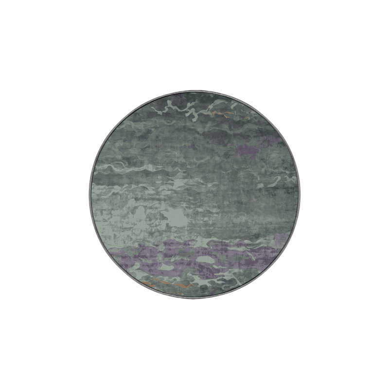 Tapis gris lavable à la machine, Rond 6 pi