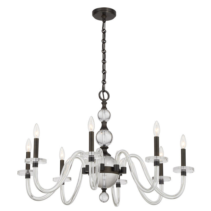 Lustre 8 lumières Aragon en bronze méditerranéen, H 22,75 po x l 34 po x P 34 po, 8 lumières