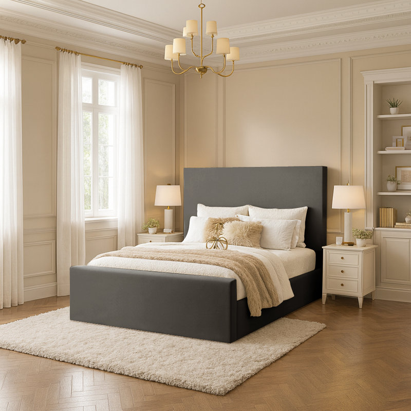 Amed Upholstered Ottoman Storage Bed, Asphalt, Small Double (4')