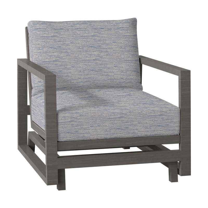 Avondale Patio Lounge Chair with Cushions, Slate Grey, No Welt, Avila Natural White