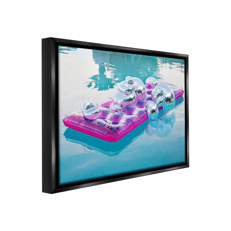 «Summer Pool Disco Balls Floater Frame» par Ziwei Li sur toile, Cadre flottant noir de jais, H 25 po x l 31 po