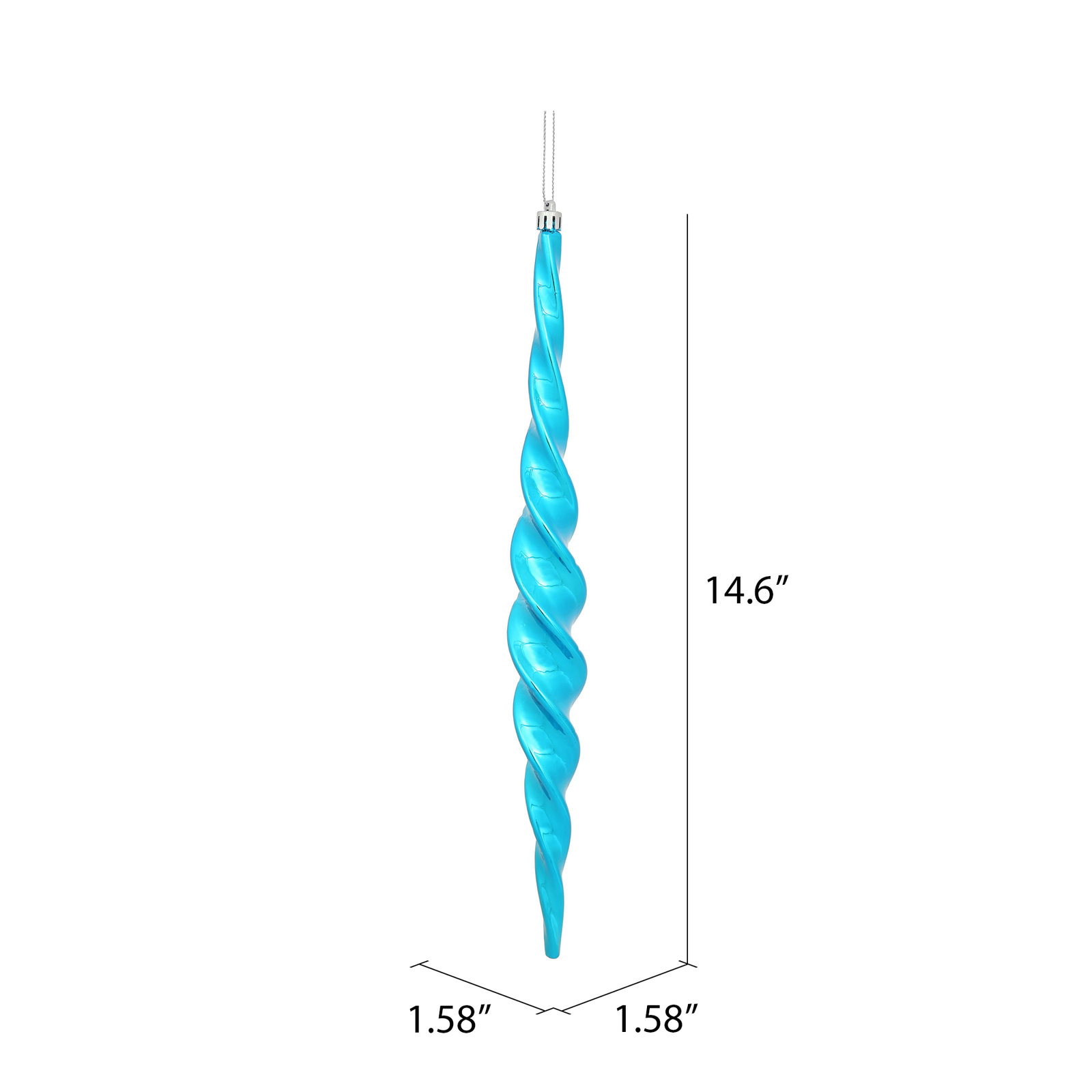 Shiny Spiral Icicle Christmas Ornament, Turquoise