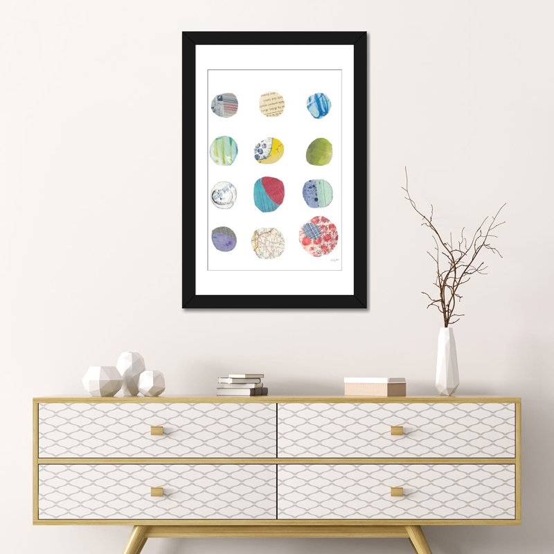 « geometric collage ii », impression sur toile, H 24 po x l 16 po x P 1 po, Papier d'art encadré noir, Blanc