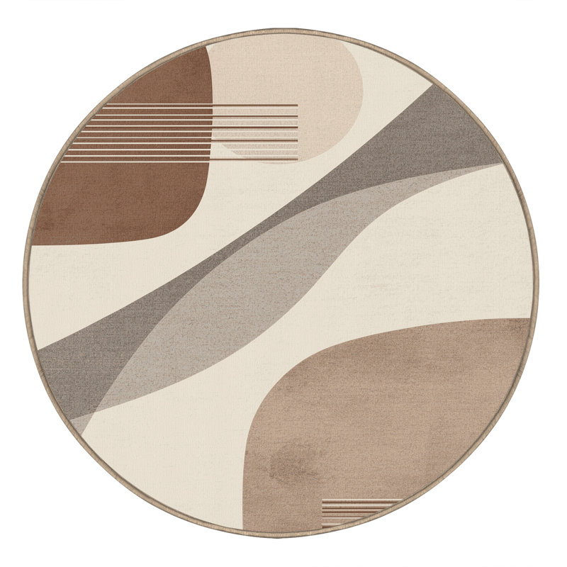 Machine Washable Pahola Scandinavian Rug in Beige – Beige Binding, 4' Round