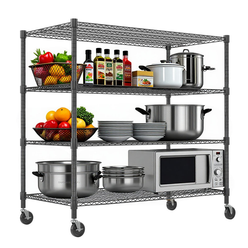 Heavy Duty Storage Shelves, Tier Wire Shelving Unit With Wheels, Commercial Adjustable Metal Shelves For Storage, Garage Rack Pantry Shelves Kitchen Shelving
